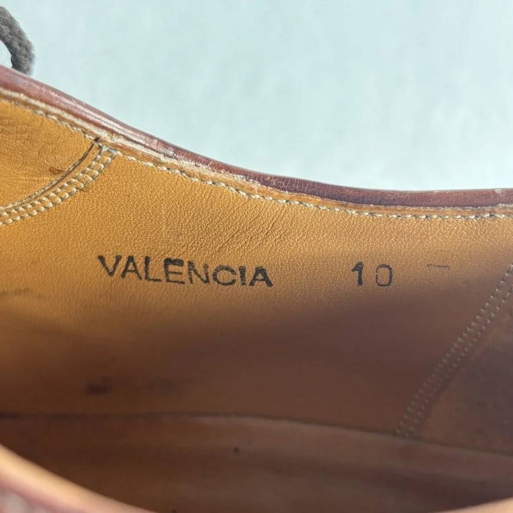Mezlan Valencia Oxford Shoes Brown Woven Leather Cap Toe Brogue Mens 10‎